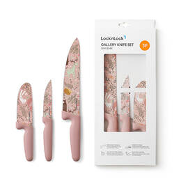 Bộ dao nhà bếp 3 món LocknLock Gallery Knife Set Màu hồng - CKK308S3